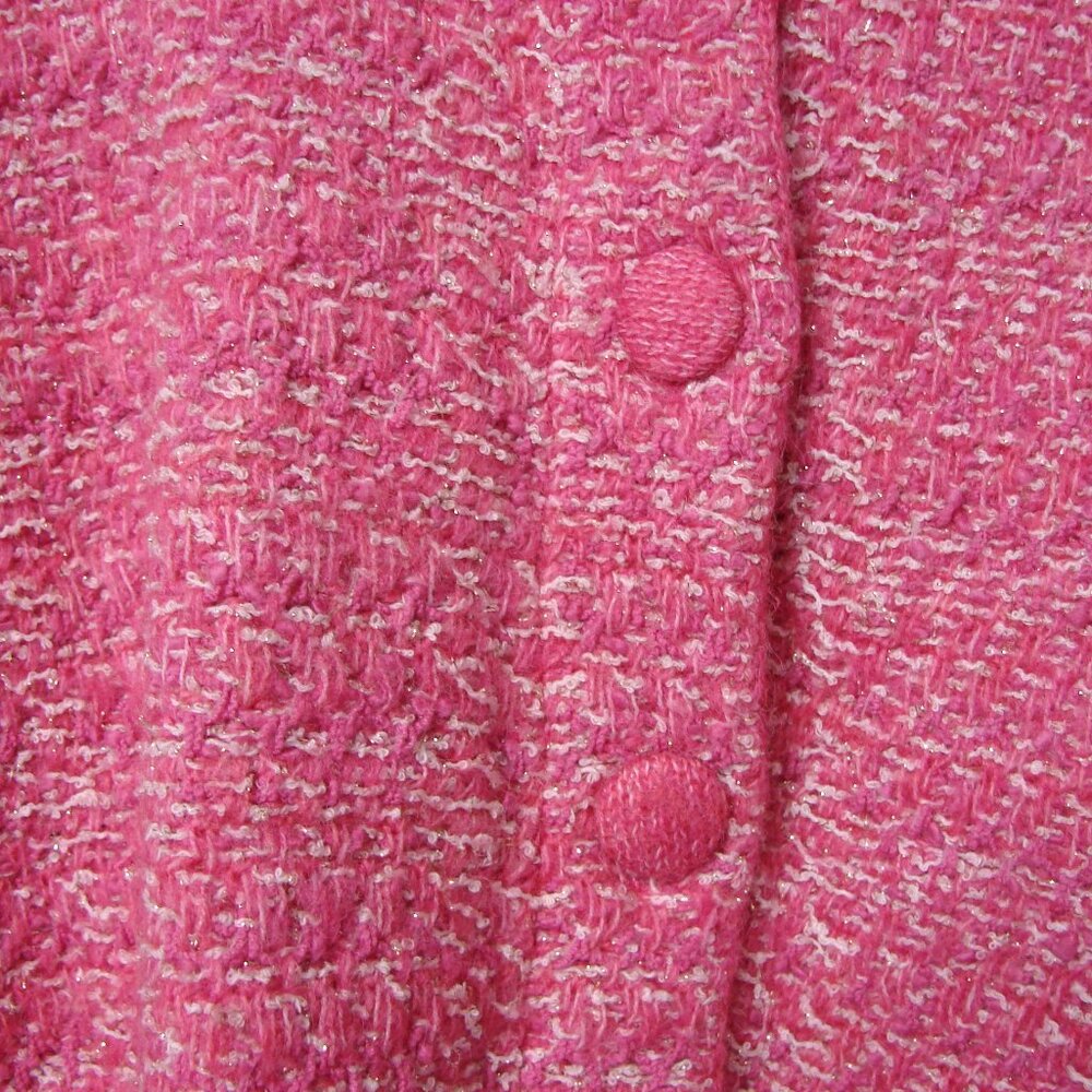 Zara Pink Tweed Knit Cardigan Jacket Sweater Barbie Pink Silver Metallic Size XL - Picture 13 of 16
